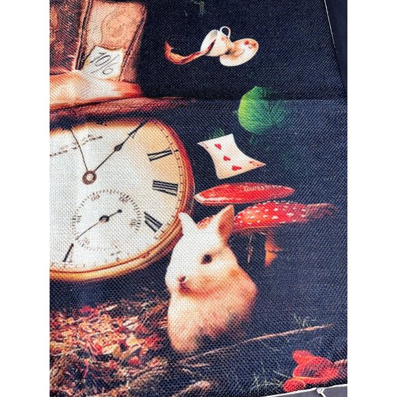 Alice Wonderland Accent Pillowcase Clock Rabbit Throw Pillow Cushion Cover Decor - Picture 6 of 14